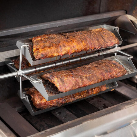 BBQGuys Universal Rotating Grill Rotisserie Rib Trays