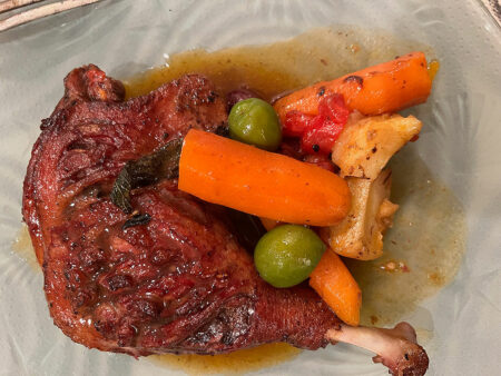 Smoke-Braised Duck Legs with Olives
