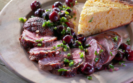 Cherry-Smoked Duck Breasts with Fresh Cherry Salsa