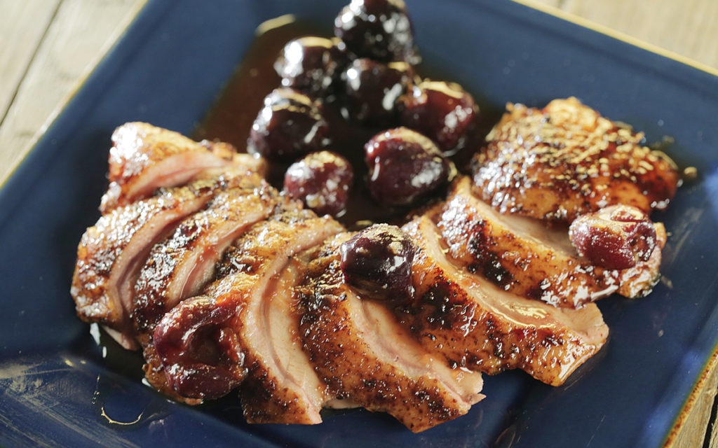 Cherry-Smoked Duck with Chipotle-Cherry Barbecue Sauce