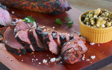 Chipotle-Marinated Pork Tenderloin with Grilled Nopalitos Corn Salad