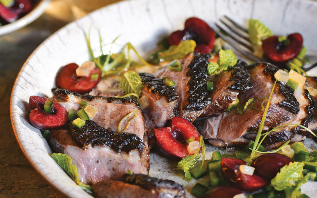 Plancha-Grilled Duck Breasts with Fresh Cherry Salsa