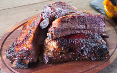 Rotisserie Beef Plate Ribs with Pebre (Chilean Salsa)