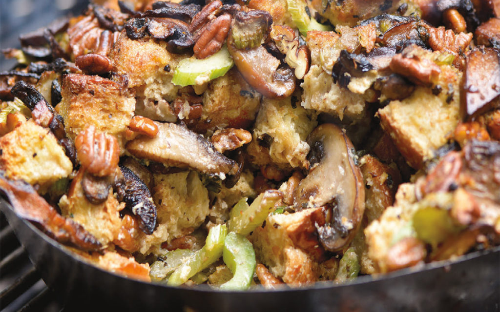 Smoked Mushroom Bread Pudding