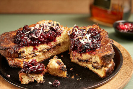 Flambeed French Toast, Fruit Compote and Smoked Cream