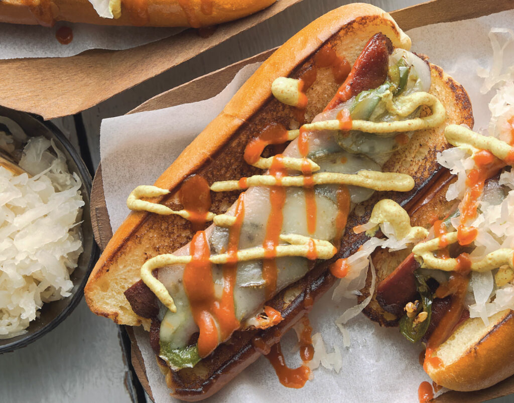 Stuffed Pepperjack Cheese and Jalapeño Hot Dog