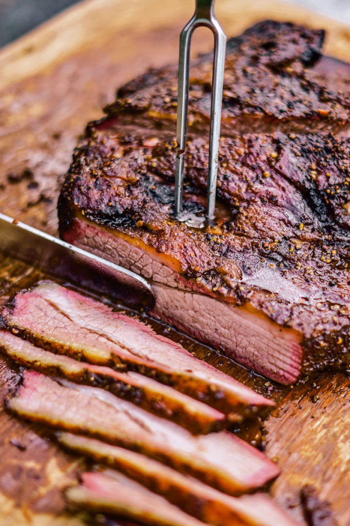 Slicing the brisket flat