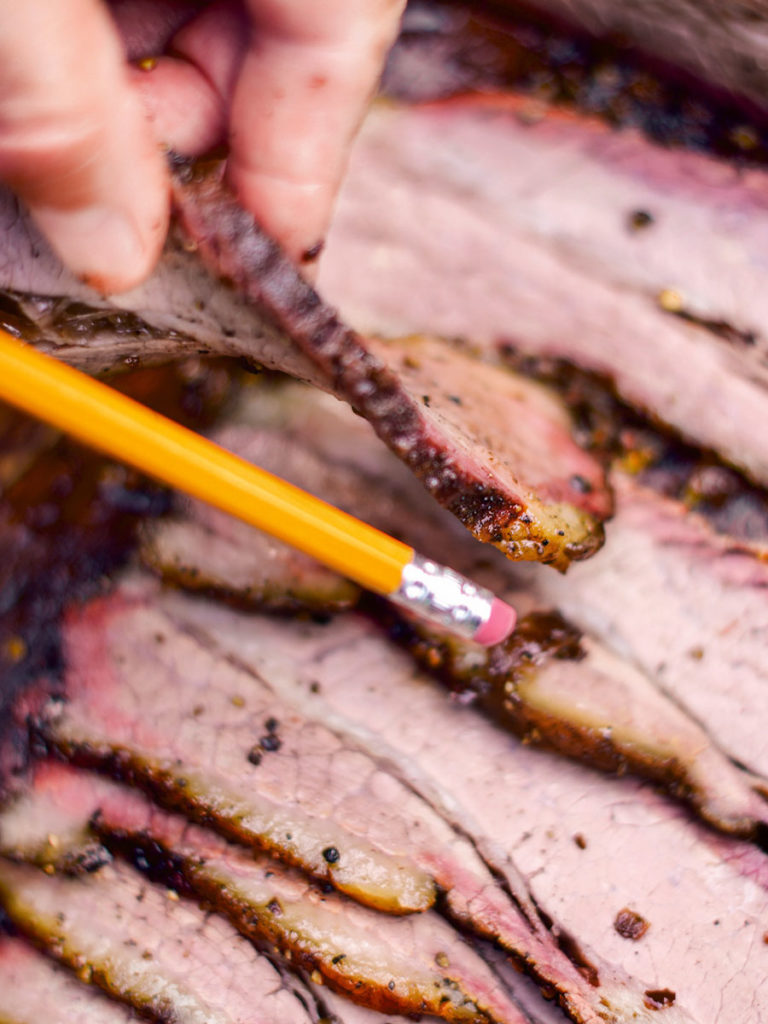 Brisket slice thickness of a pencil