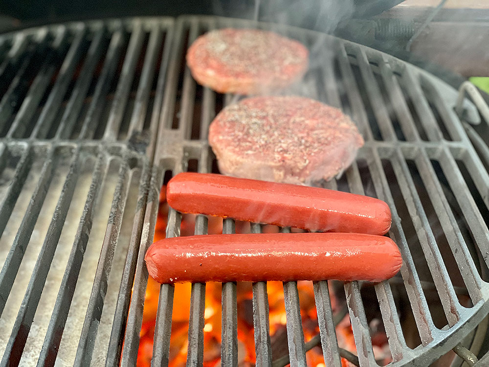 Hot Dogs and Hamburgers on the Grill for Summer Cookout Recipes