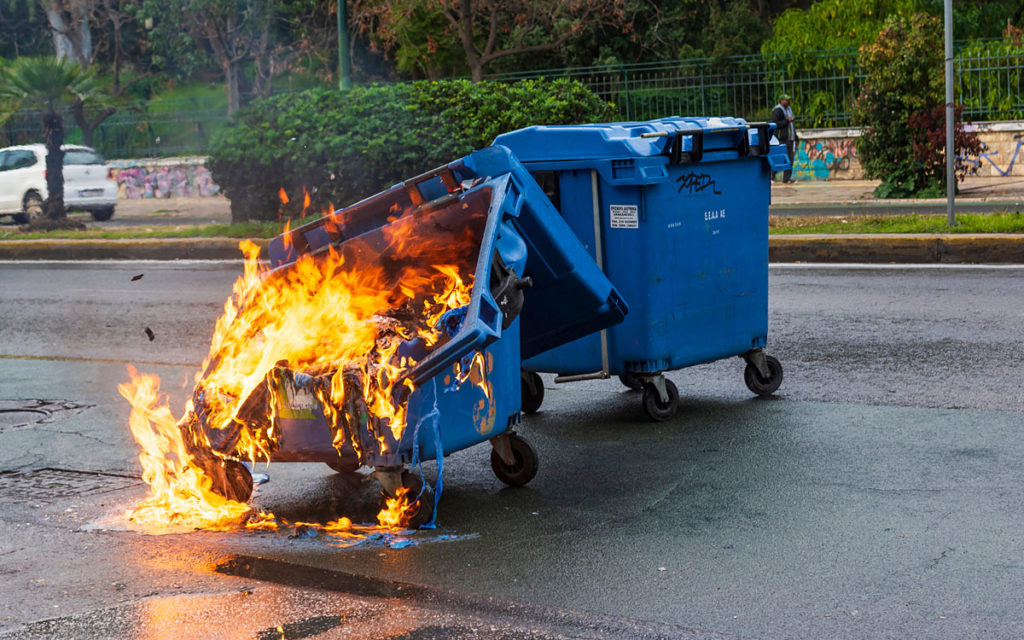 Melted Dumpster on Fire - Grilling Safety Tips