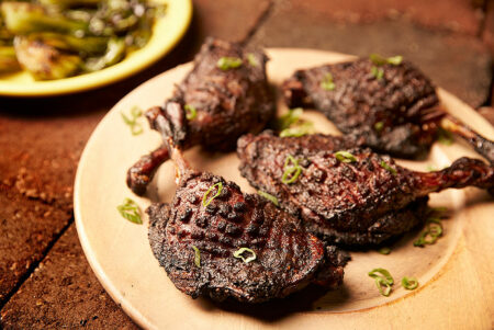 Peking Duck Legs with Grilled Bok Choy