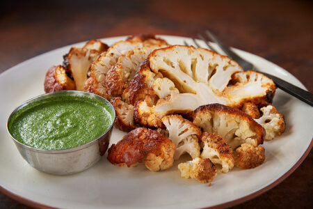 Tandoori Cauliflower with Coriander Mint Chutney