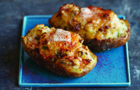 Smoked potatoes loaded with toppings