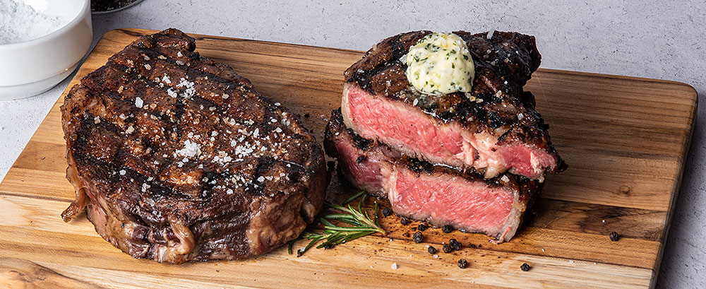 Reverse-Seared Steaks with Cowboy Butter