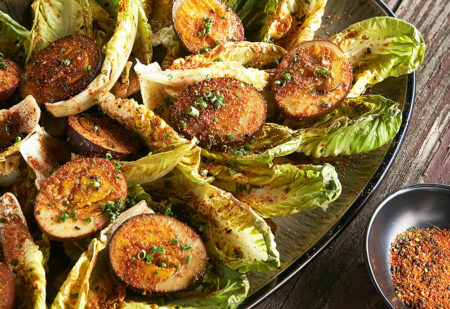 Smoked Lettuce with Japanese cured eggs