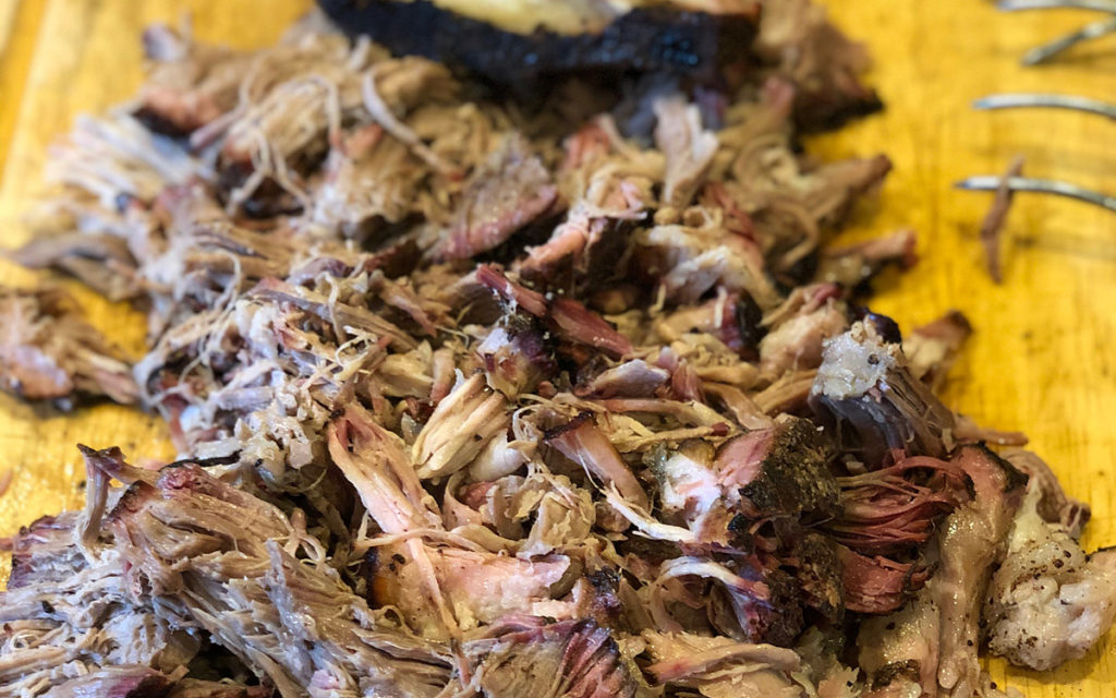 Pulled pork made with the snake method