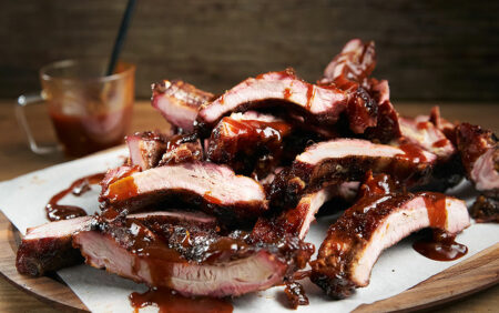 Spice Rubbed Baby Backs with Chipotle Bourbon Barbecue Sauce