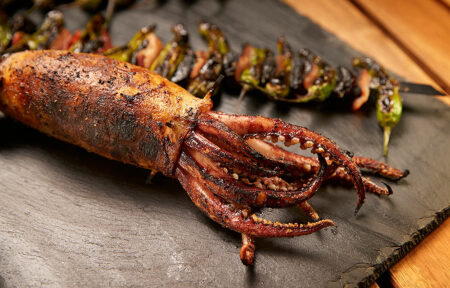 Stuffed Grill Squid with Shishito Peppers