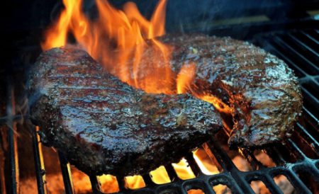 Steak on grill